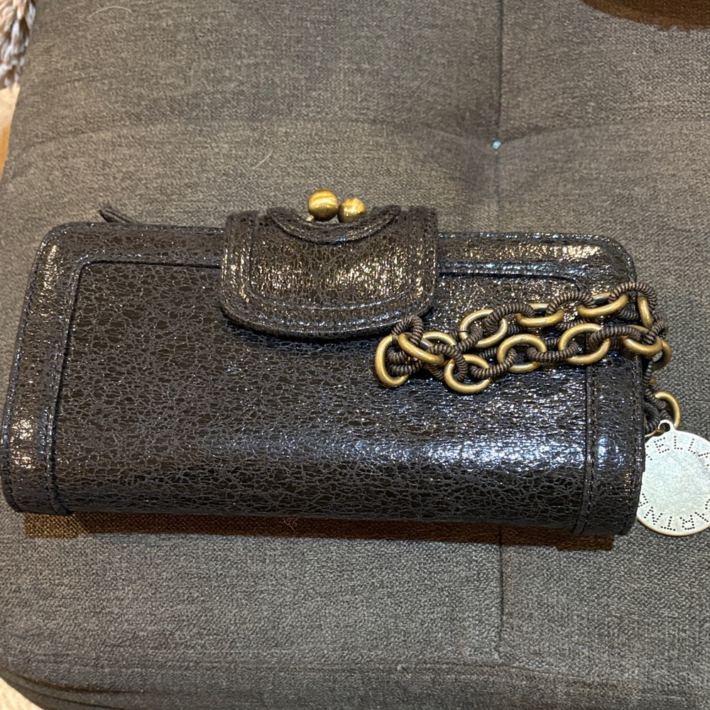 Never used Stella McCartney Textured Black Wallet with Chain